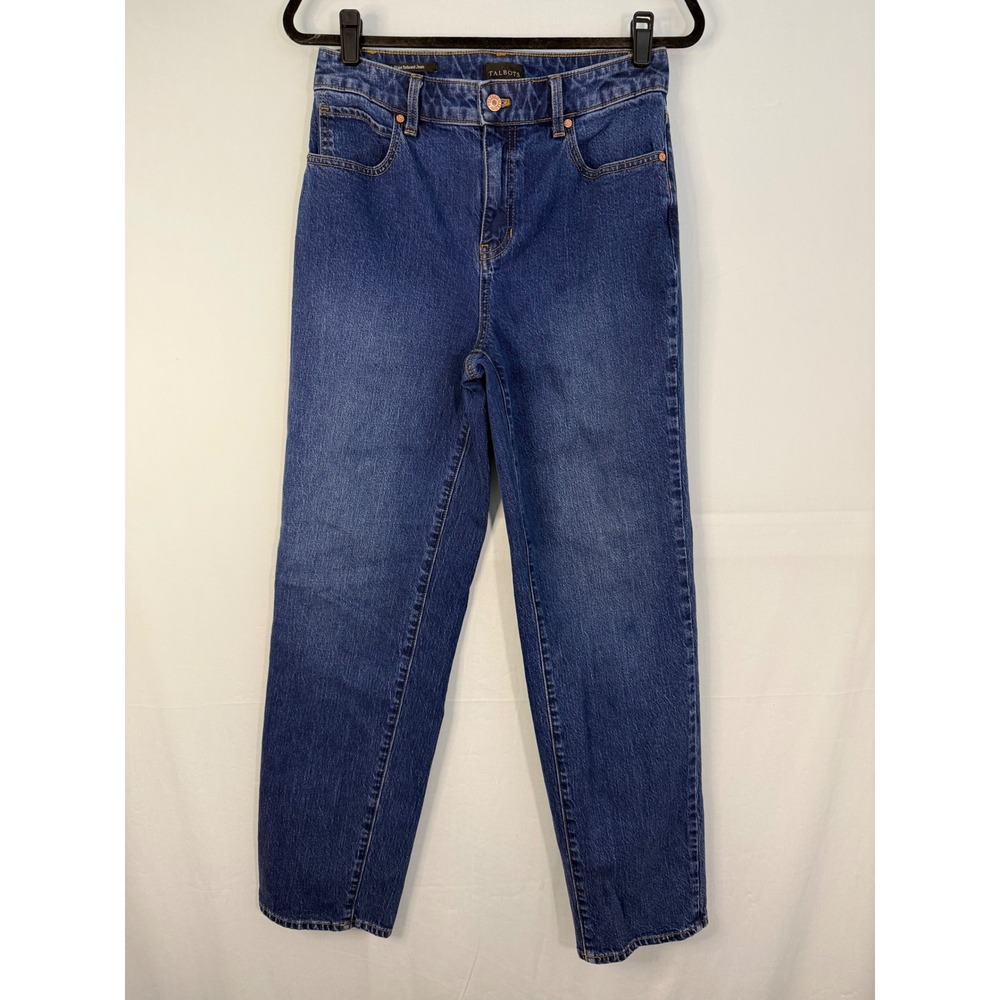 Talbots High Waist Relaxed Jeans Womens 4 Medium Blue Huron Wash‎ Straight Leg